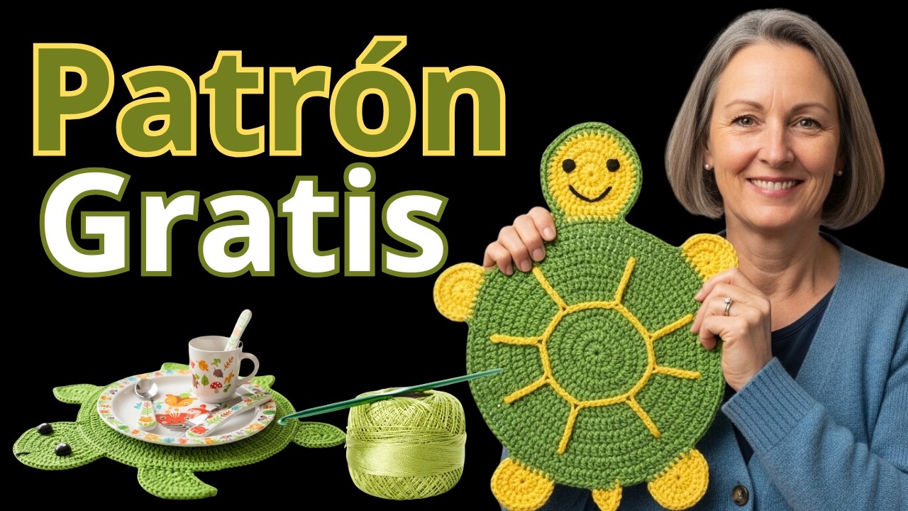 Sousplat infantil de crochê em formato de tartaruga