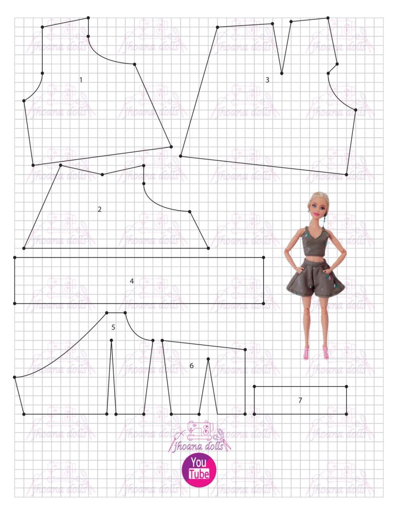Top e shorts para Barbie - molde parte 1