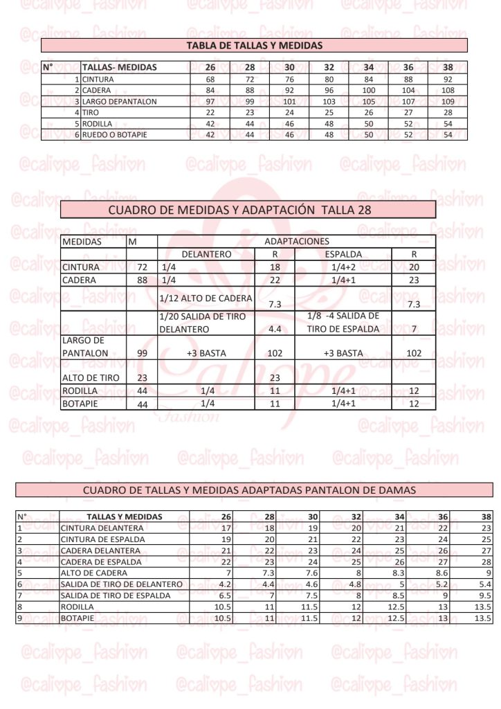 Traçado básico de calça feminina com tabela de medidas - molde parte 1
