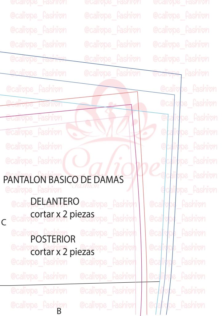 Traçado básico de calça feminina com tabela de medidas - molde parte 7