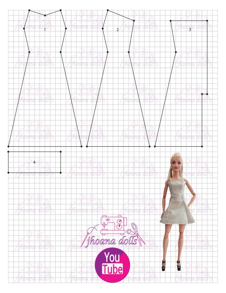 Vestido casual para Barbie - molde parte 1