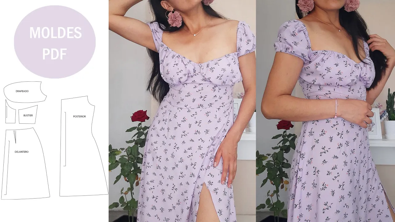 Vestido com decote franzido sem zíper – modelagem e confecção