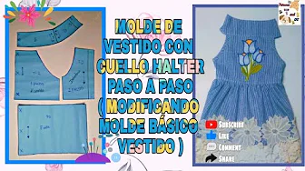 Vestido com gola halter para cachorrinha a partir do molde base