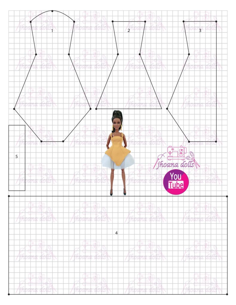 Vestido com tule para Barbie - molde parte 1