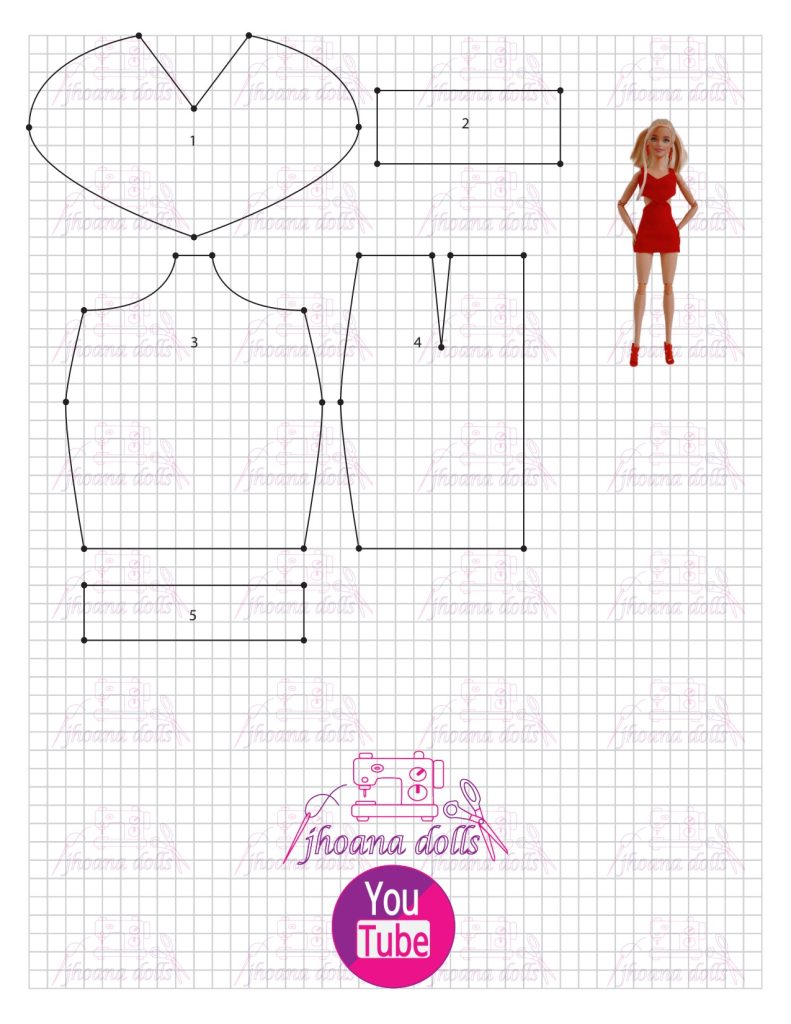 Vestido coração para Barbie - molde parte 1