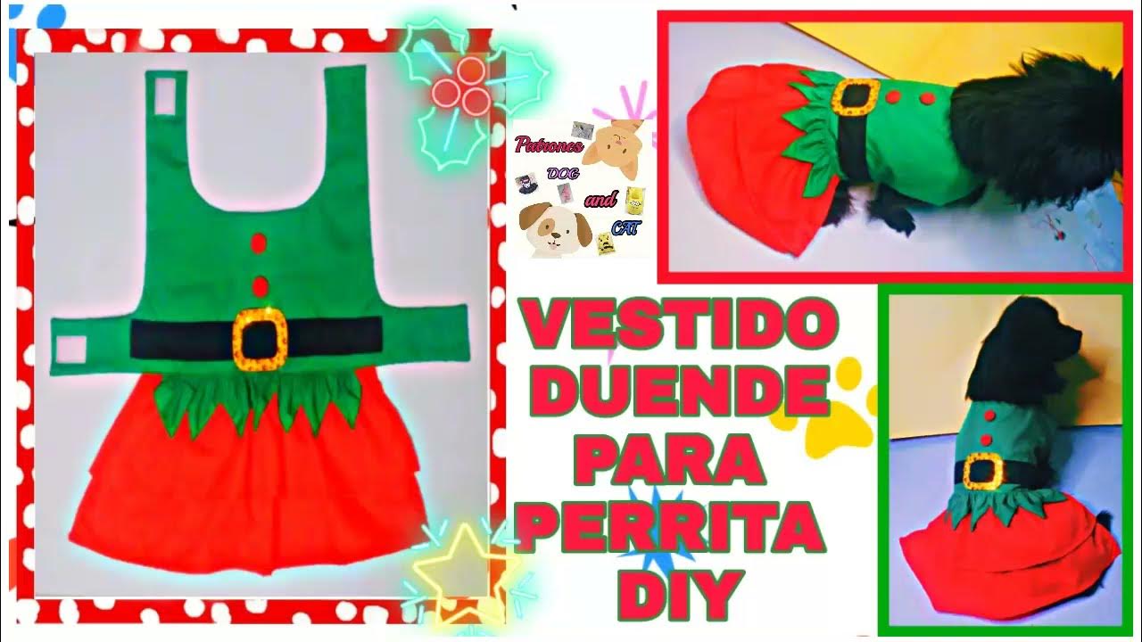 Vestido de duende natalina para cachorrinha