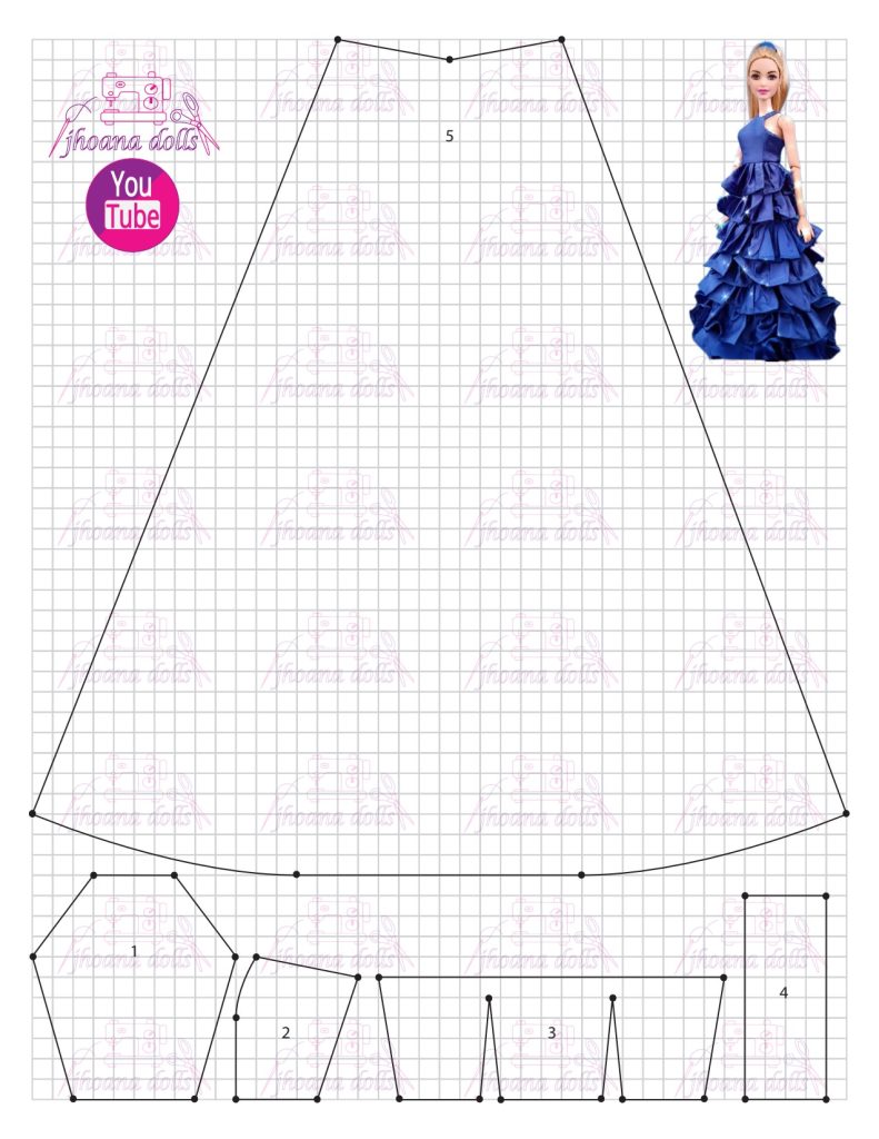 Vestido de festa para Barbie - molde parte 1