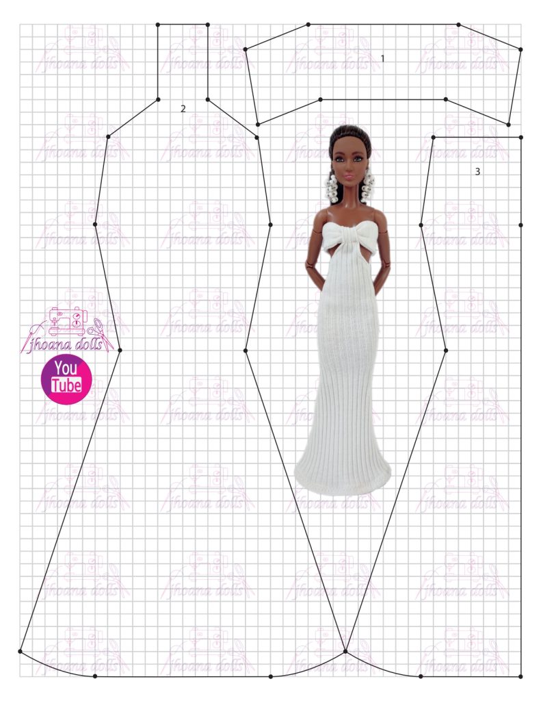Vestido longo para Barbie modelo 98 - molde parte 1
