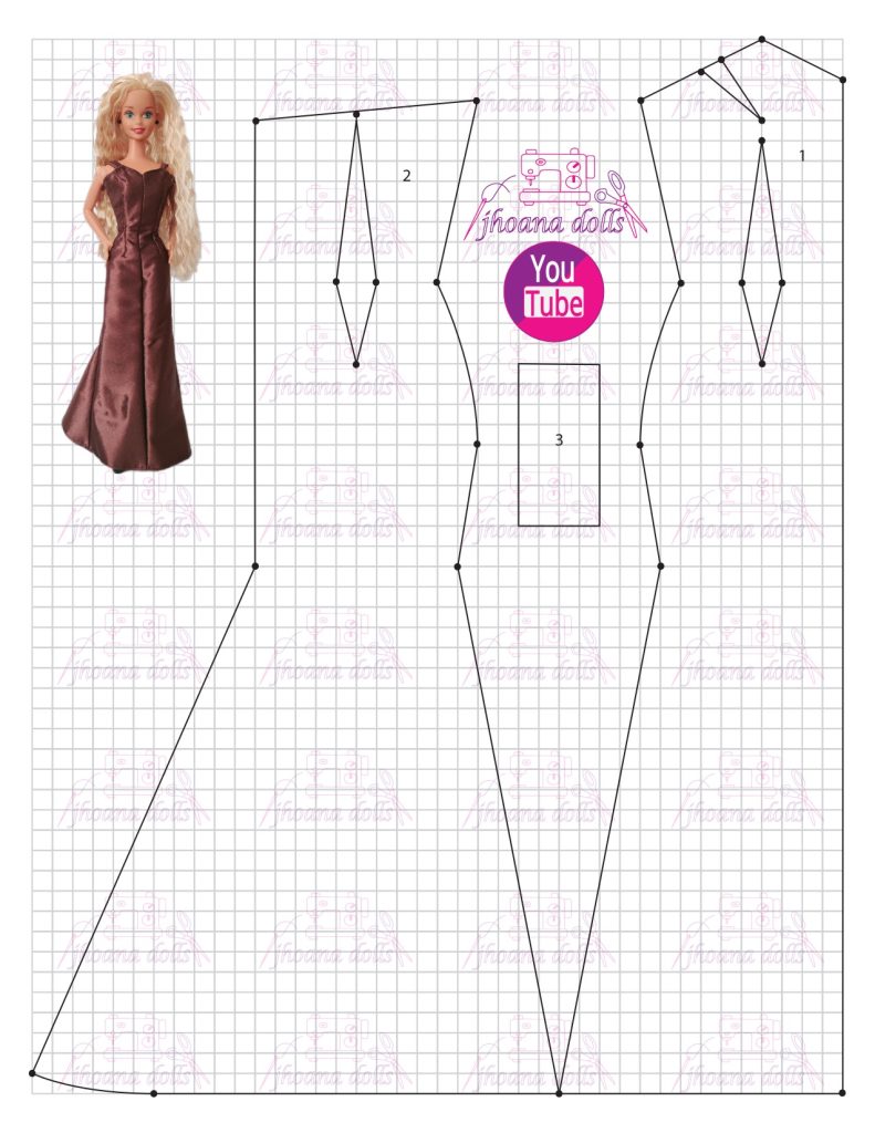 Vestido para Barbie antiga modelo 158 - molde parte 1