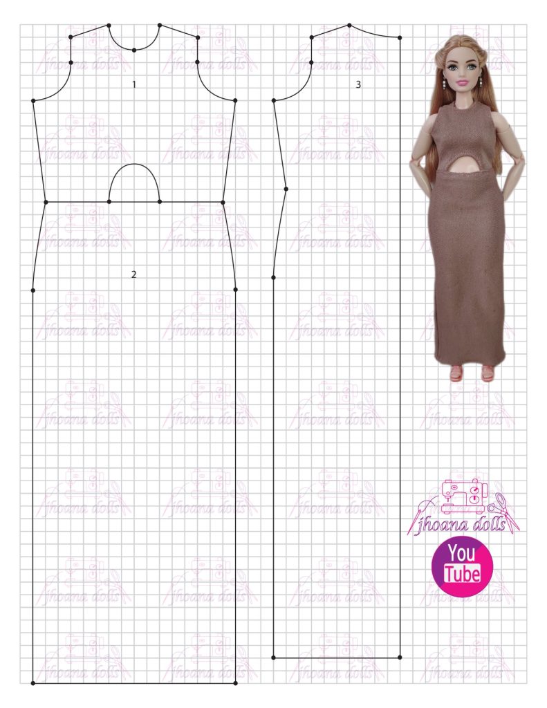 Vestido para Barbie Curvy modelo 181 - molde parte 1