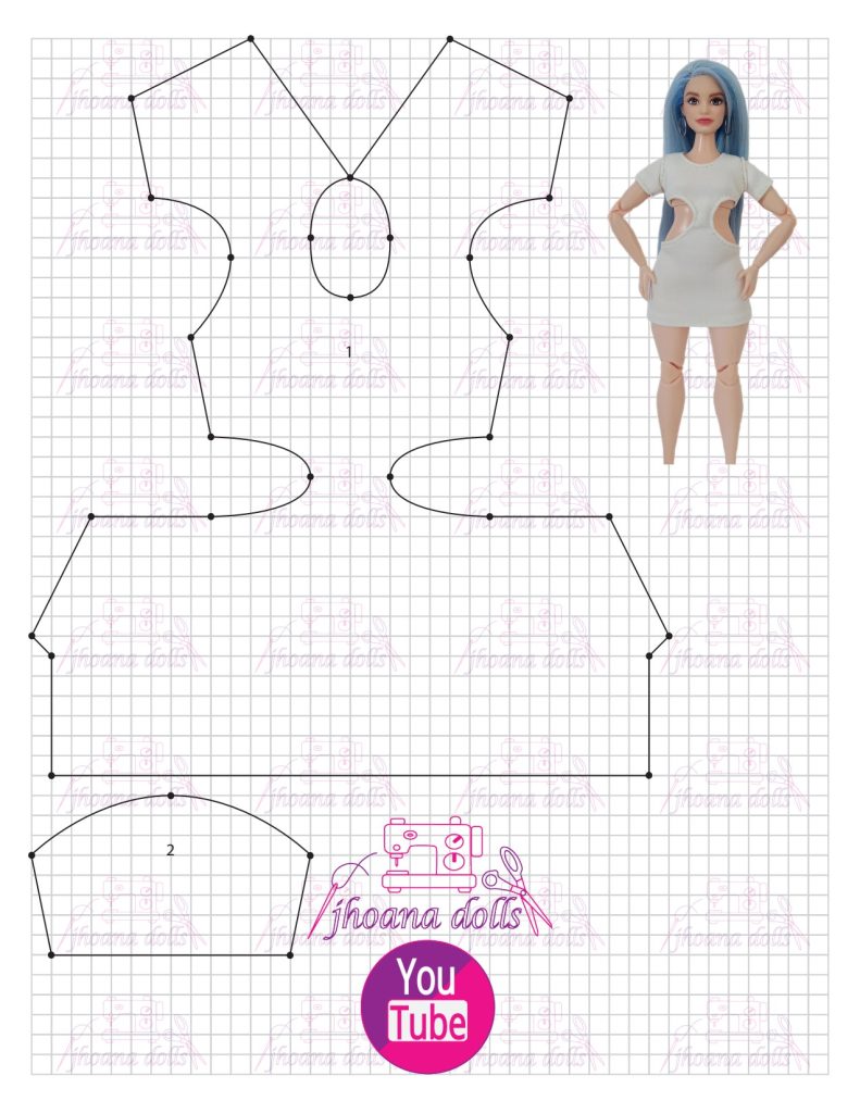 Vestido para Barbie Curvy modelo 33 - molde parte 1