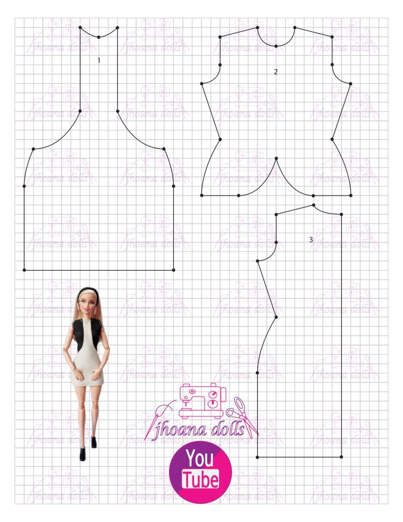 Vestido para Barbie modelo 127 - molde parte 1