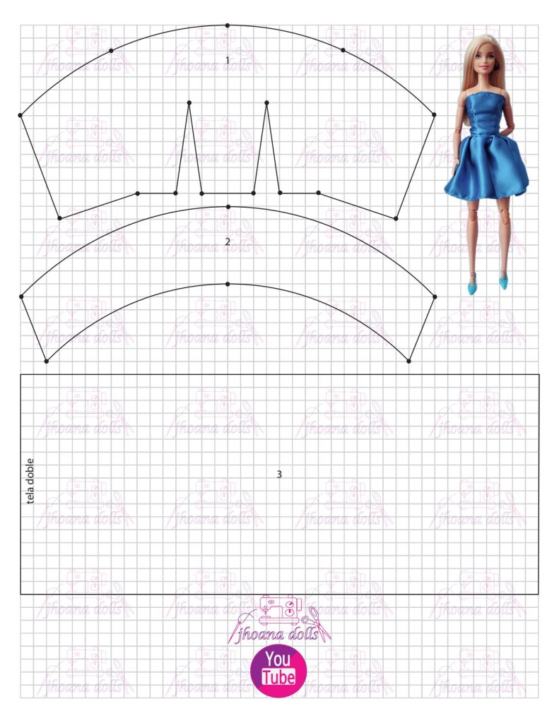 Vestido para Barbie modelo 176 - molde parte 1