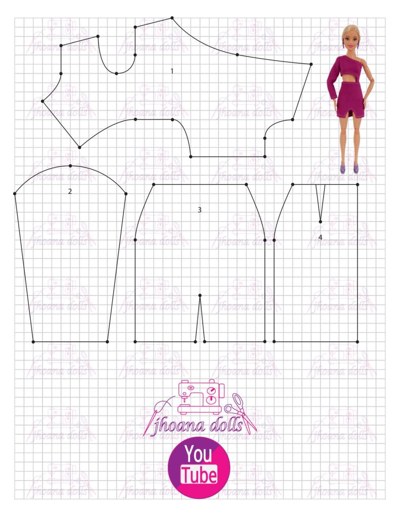 Vestido para Barbie modelo 59 - molde parte 1