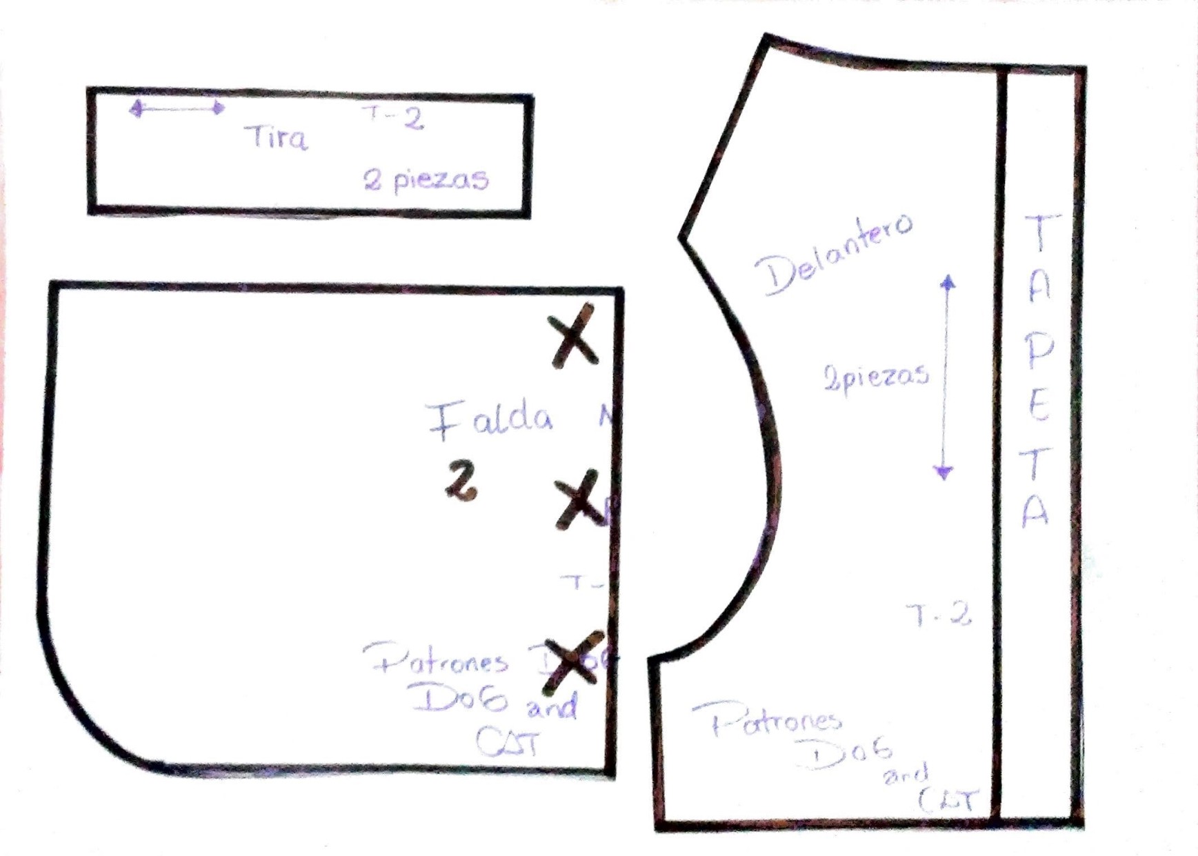 Vestido para cachorrinha e gatinha tamanho 2 - molde parte 1