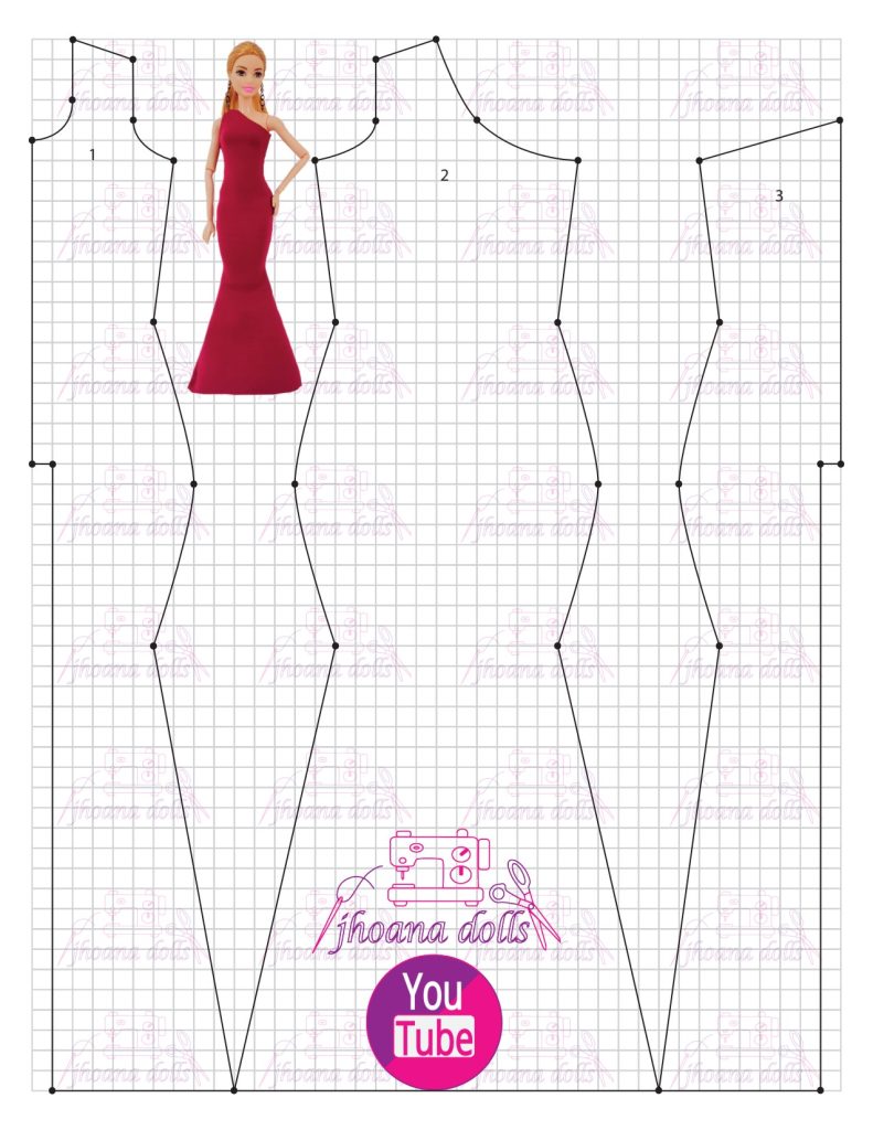Vestido sereia para Barbie modelo 20 - molde parte 1