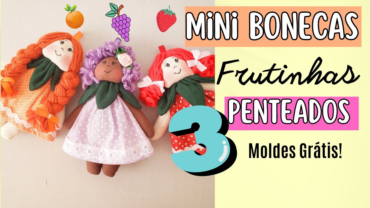 3 mini bonecas de retalhos passo a passo