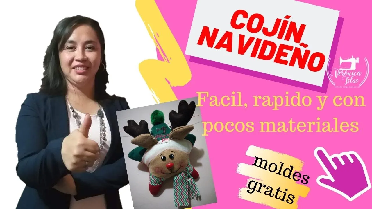 Almofadas natalinas de rena fáceis e com poucos materiais