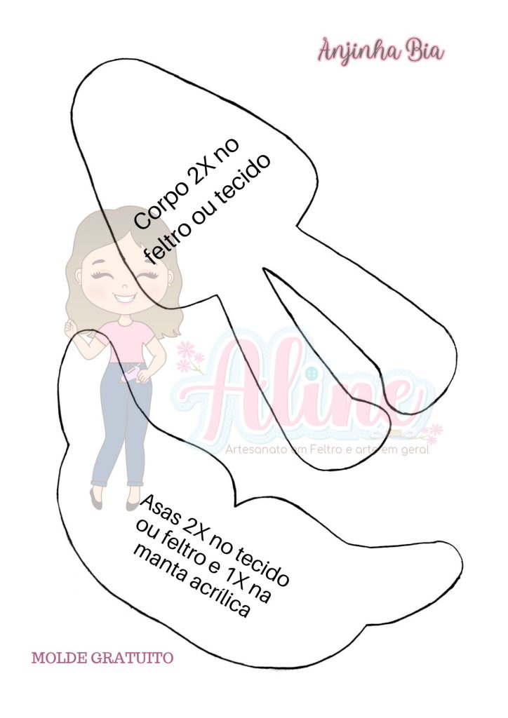 Anjinha Bia para decoração de quarto infantil - molde parte 2