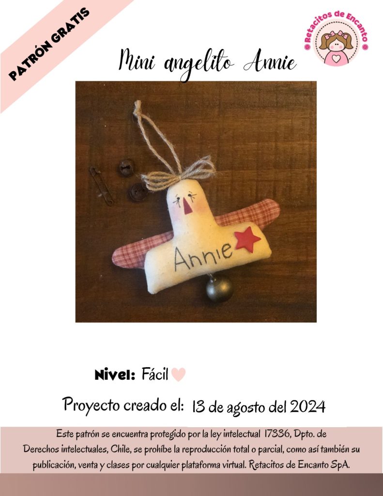 Anjinho Annie de tecido estilo country primitivo - molde parte 1