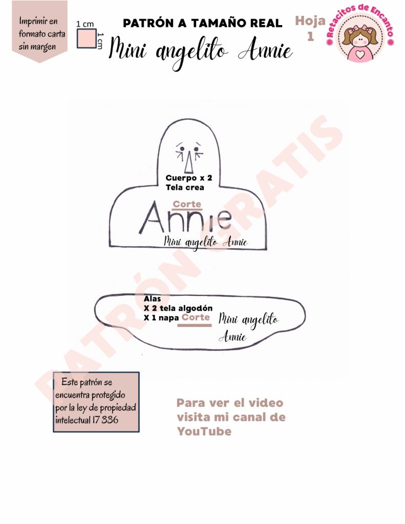 Anjinho Annie de tecido estilo country primitivo - molde parte 3