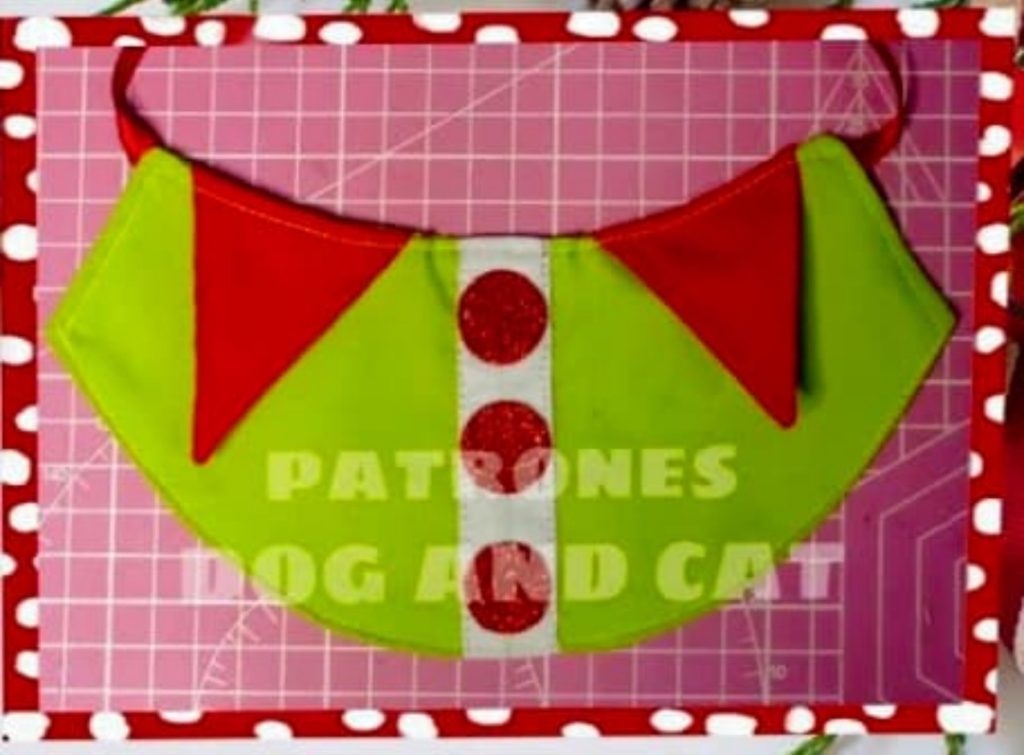 Bandana de duende natalino para cachorro e gato modelo 1 - molde parte 2