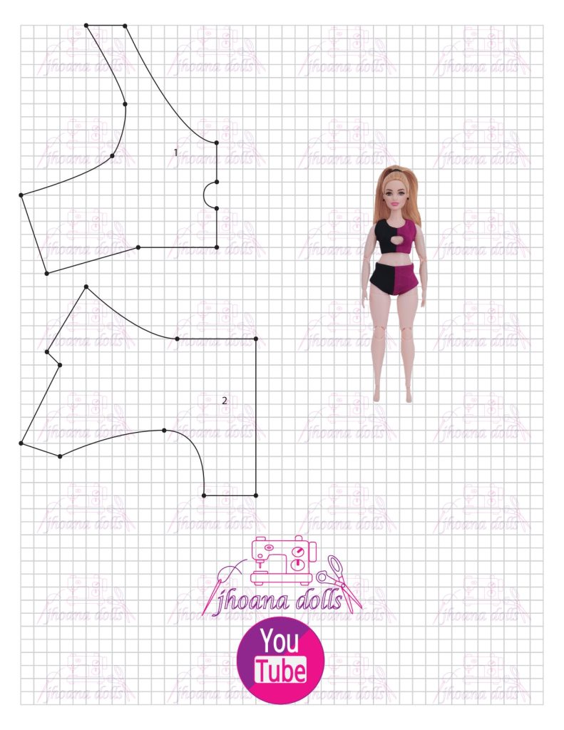 Biquíni para Barbie Curvy - molde parte 1