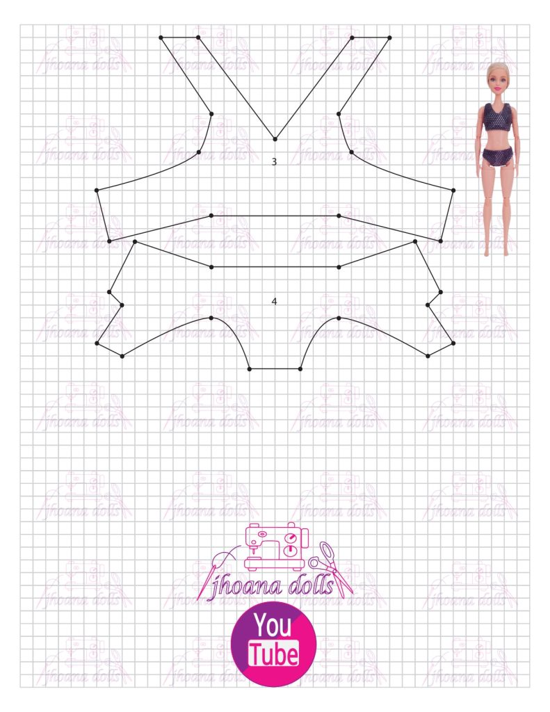 Biquíni para Barbie modelo 70 - molde parte 1