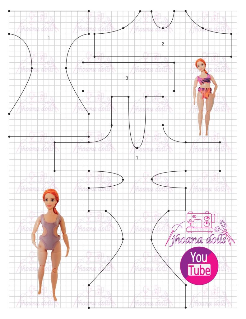 Biquínis para Barbie Curvy - molde parte 1