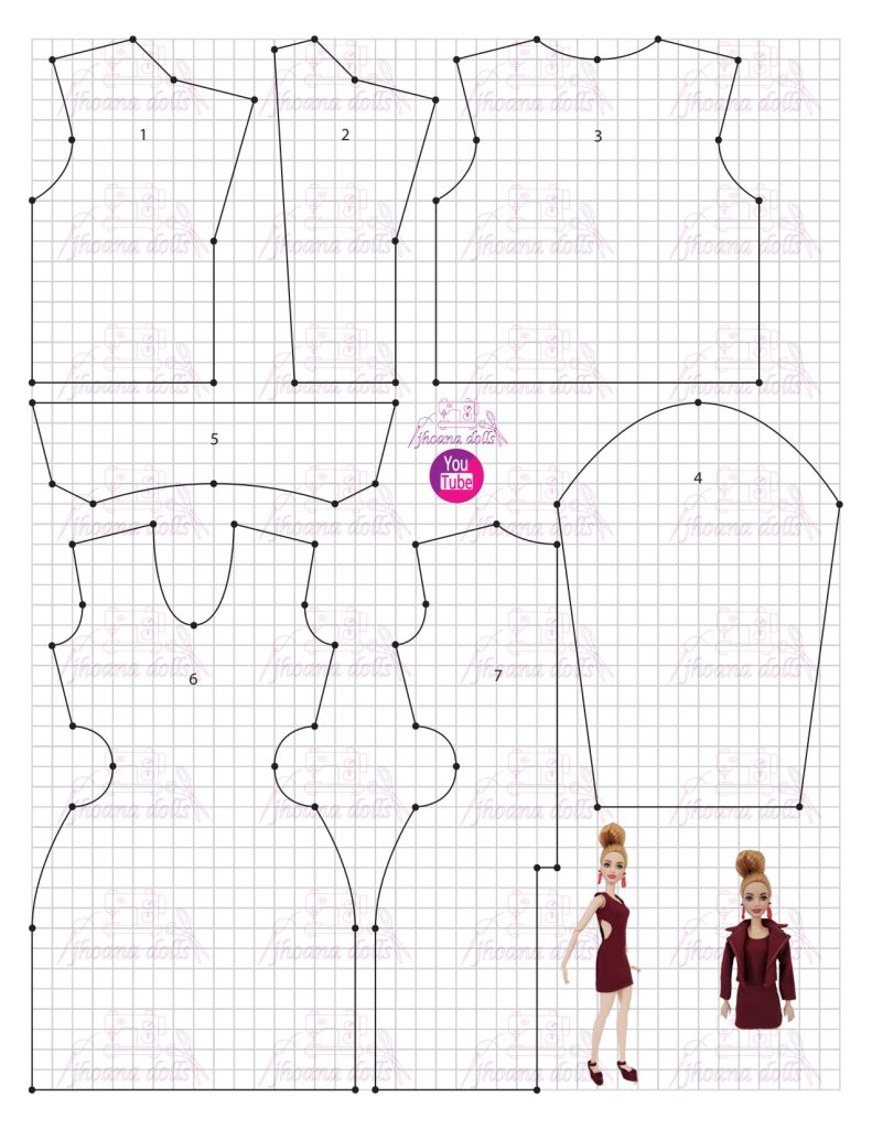 Blazer e vestido para Barbie modelo 40 - molde parte 1