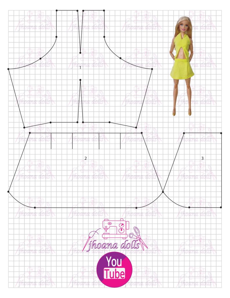 Blusa e saia para Barbie modelo 182 - molde parte 1