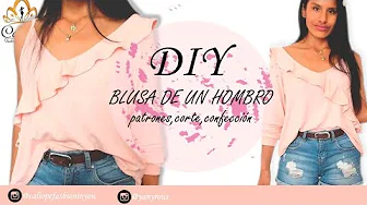 Blusa ombro só assimétrica com babado