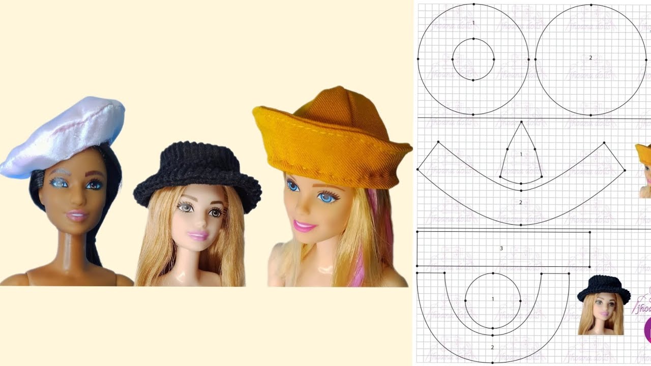 Boina e chapéus para Barbie