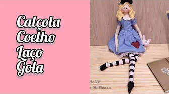 Boneca Alice – calçola, laço, coelho e gola
