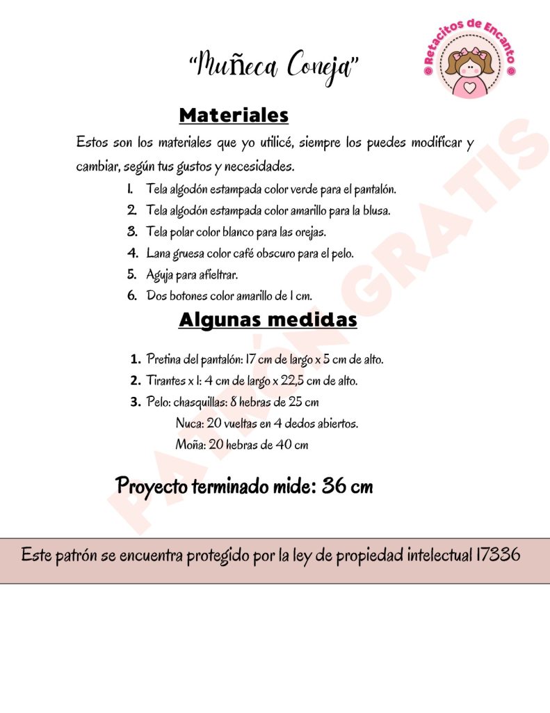 Boneca coelha passo a passo - molde parte 2