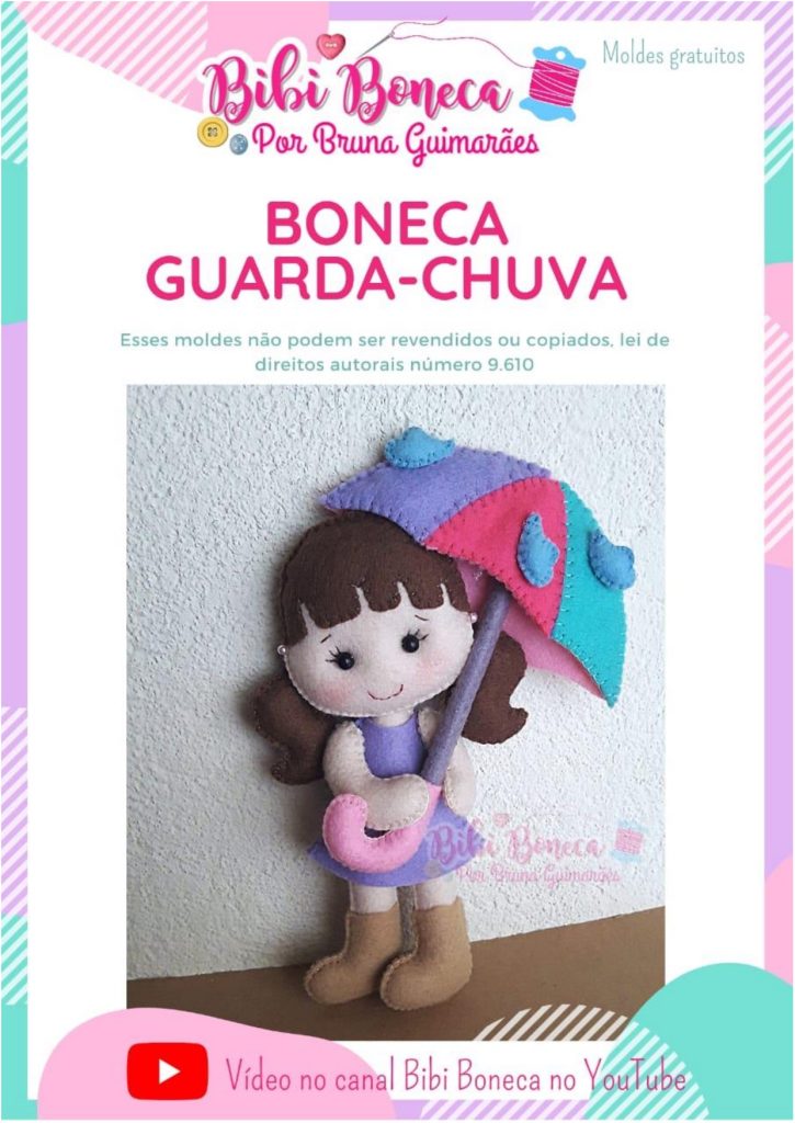 Boneca com guarda-chuva de feltro - molde parte 1