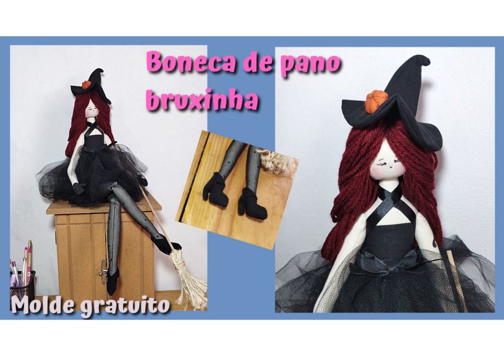 Boneca de pano bruxinha super fofa parte 1 - molde parte 1