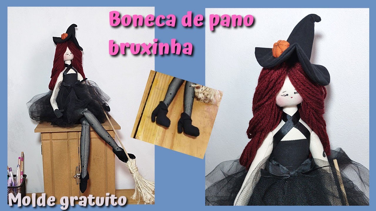Boneca de pano bruxinha super fofa parte 1