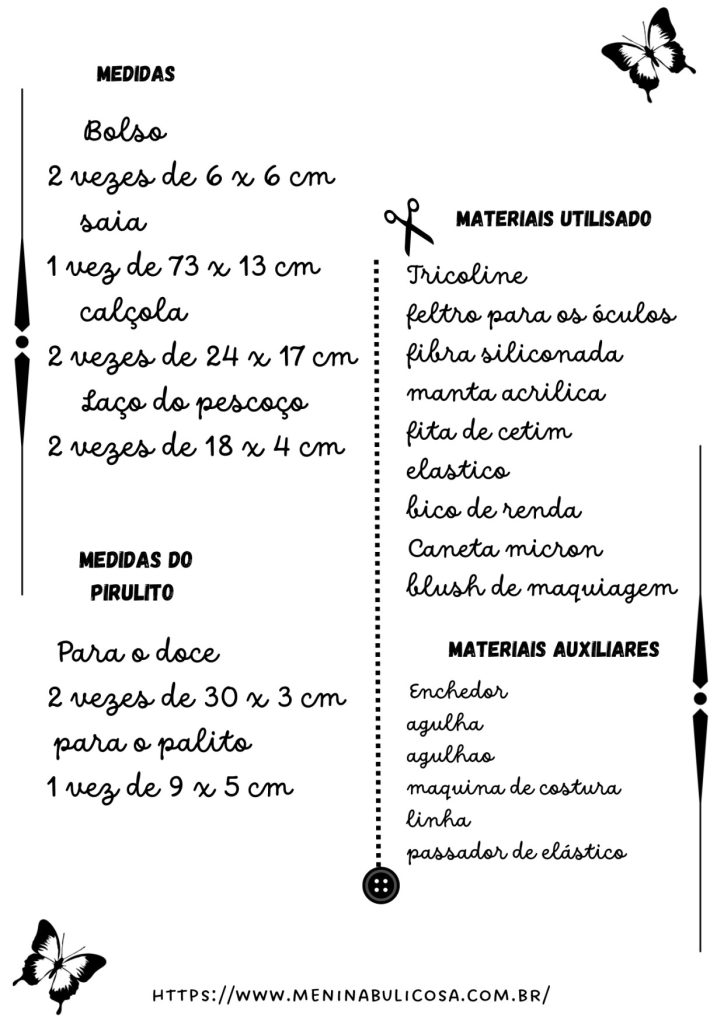 Boneca de pano Chiquinha - molde parte 3