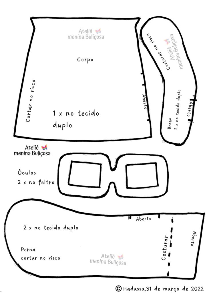 Boneca de pano Chiquinha - molde parte 4