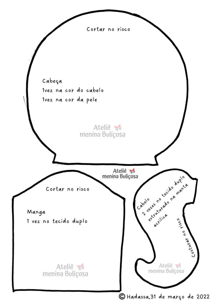 Boneca de pano Chiquinha - molde parte 7