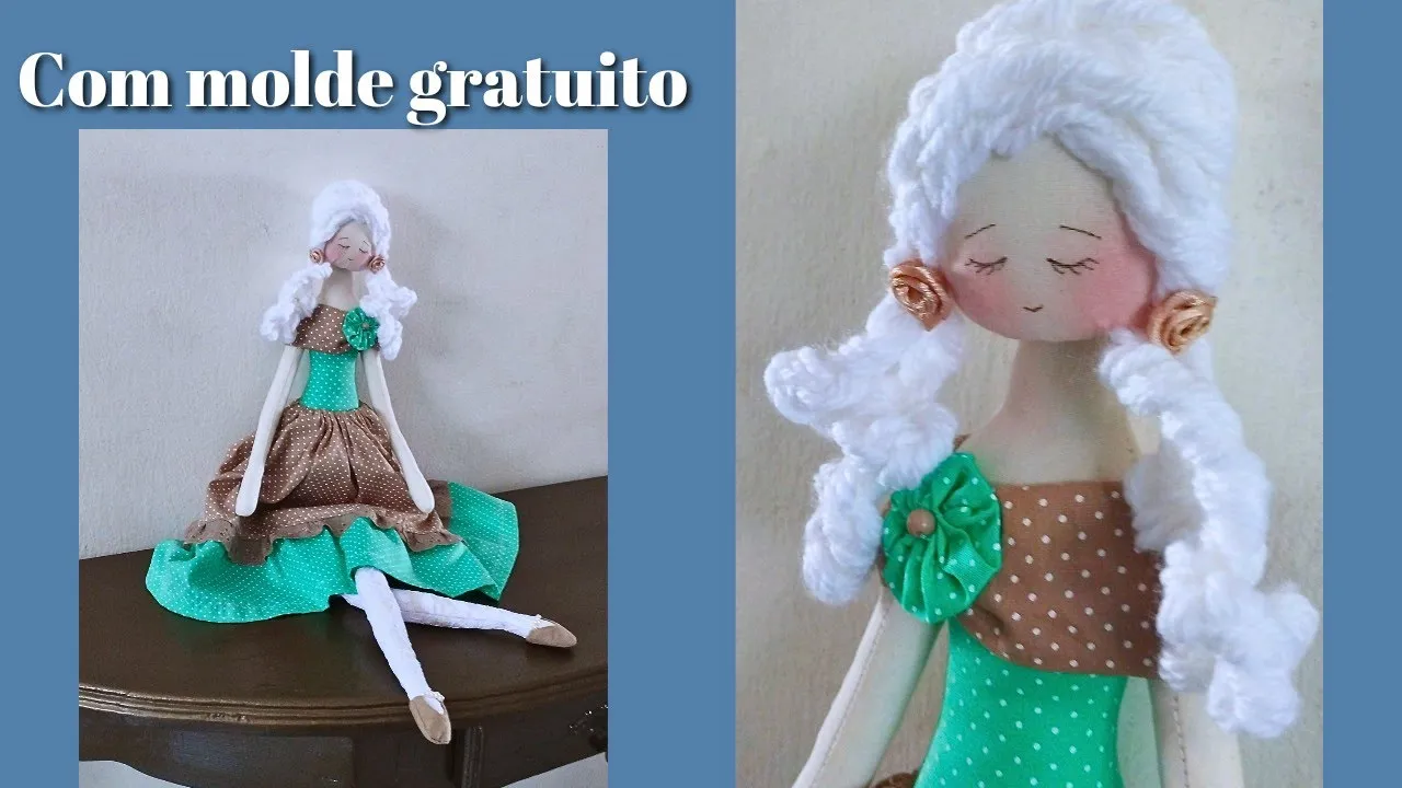 Boneca de pano com molde fácil de corpo inteiro