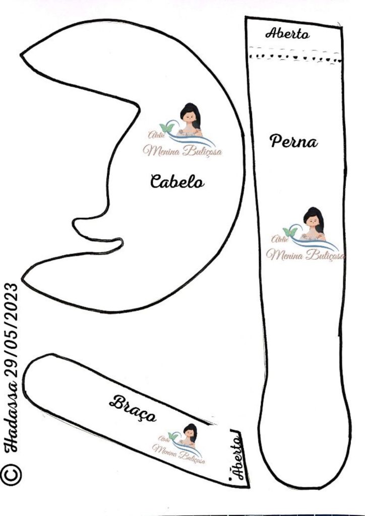 Boneca de pano encantadora para brincar - molde parte 3
