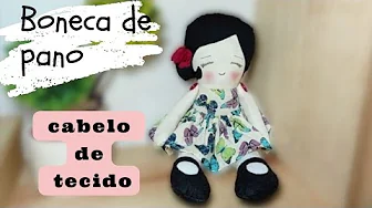 Boneca de pano fácil com cabelo de tecido