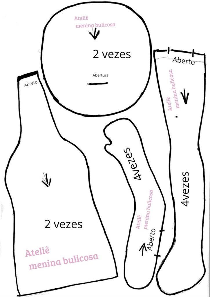 Boneca de pano girassol - molde parte 2