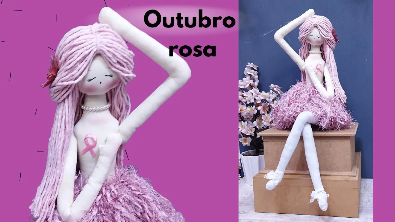 Boneca de pano Matilde do Outubro Rosa