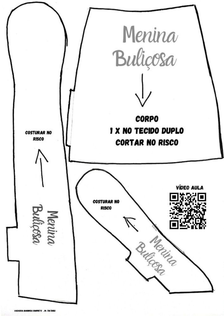 Boneca de pano Melissa para brincar - molde parte 2