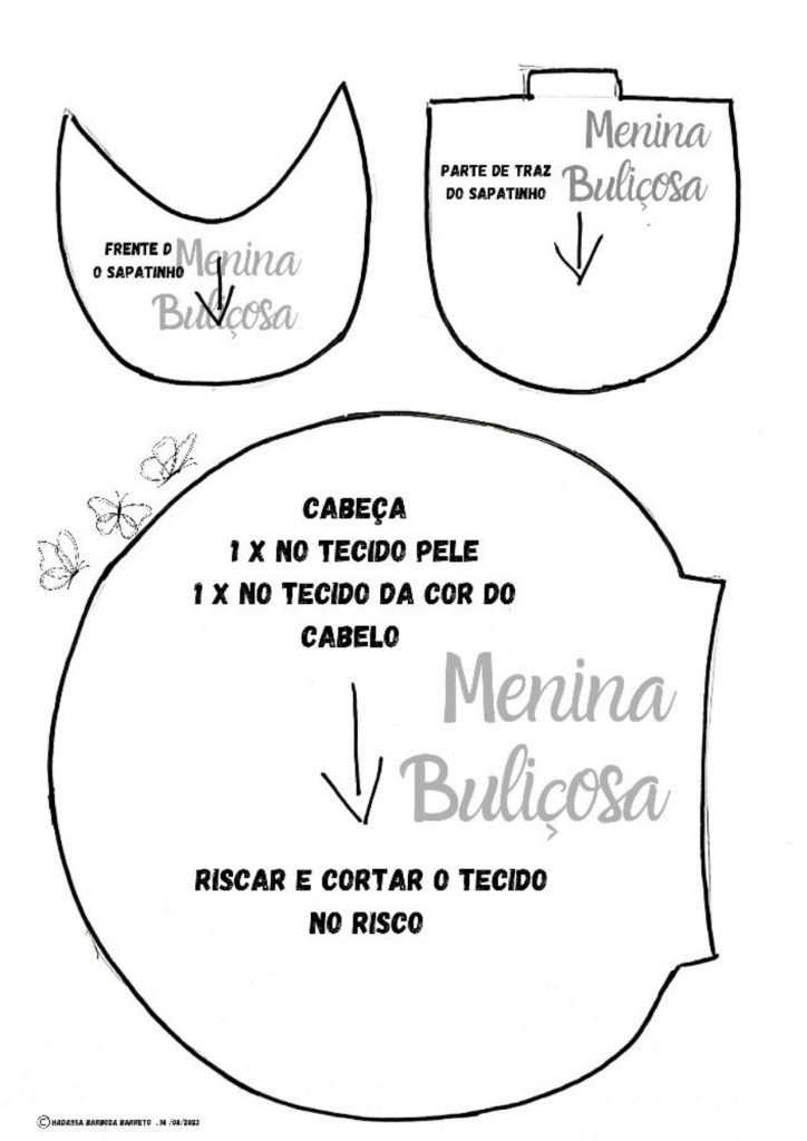 Boneca de pano Melissa para brincar - molde parte 3
