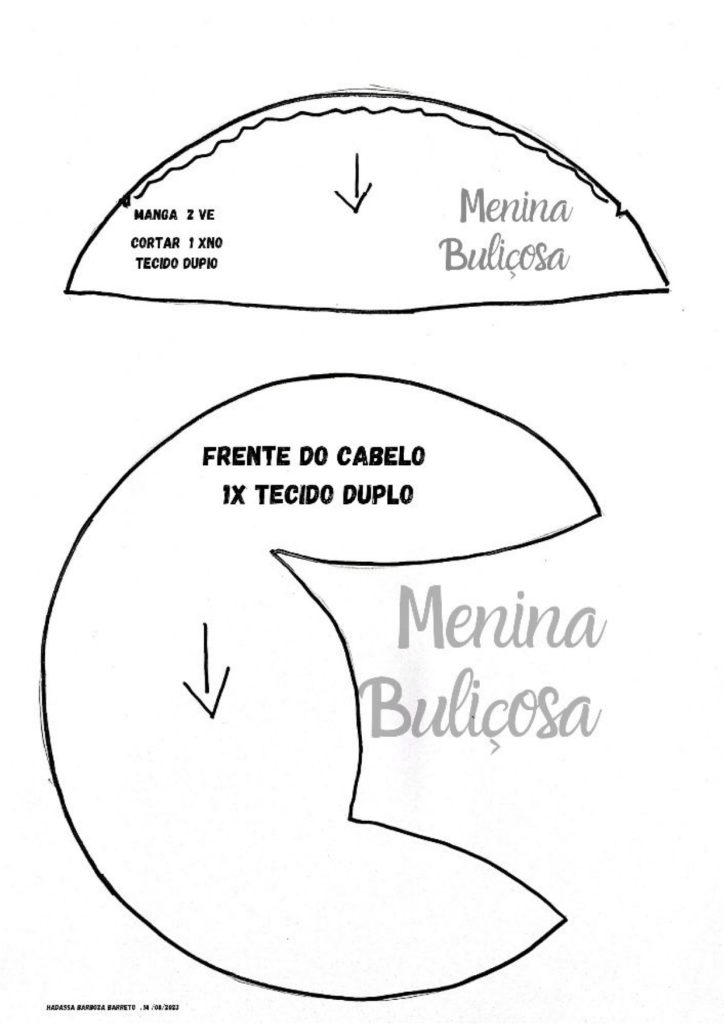 Boneca de pano Melissa para brincar - molde parte 4