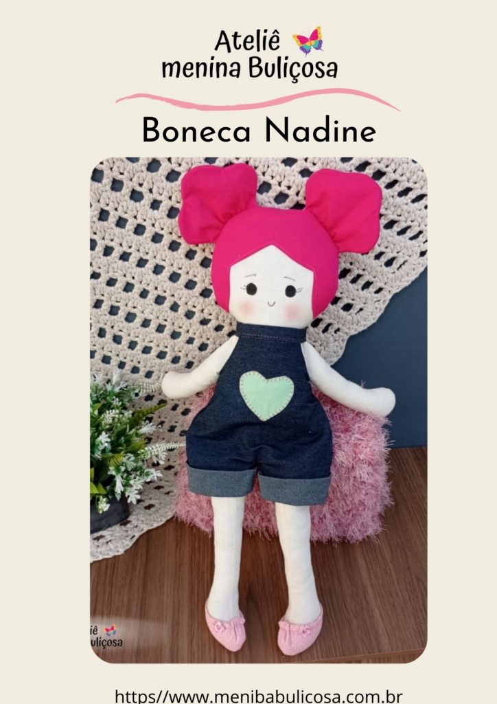Boneca de pano Nadine para brincar - molde parte 1